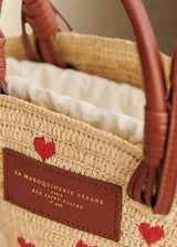 Panier Justine - Raphia Broderie Coeur - Mini - image 3